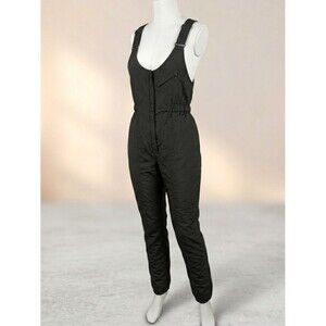 Vintage Black Insulated Ski Bib Overalls - Size Large - Made in Sri Lanka